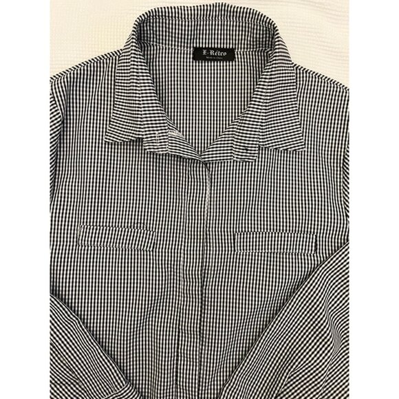 Ladies Black and White Checked Shirt Size XL - Picture 6 of 8
